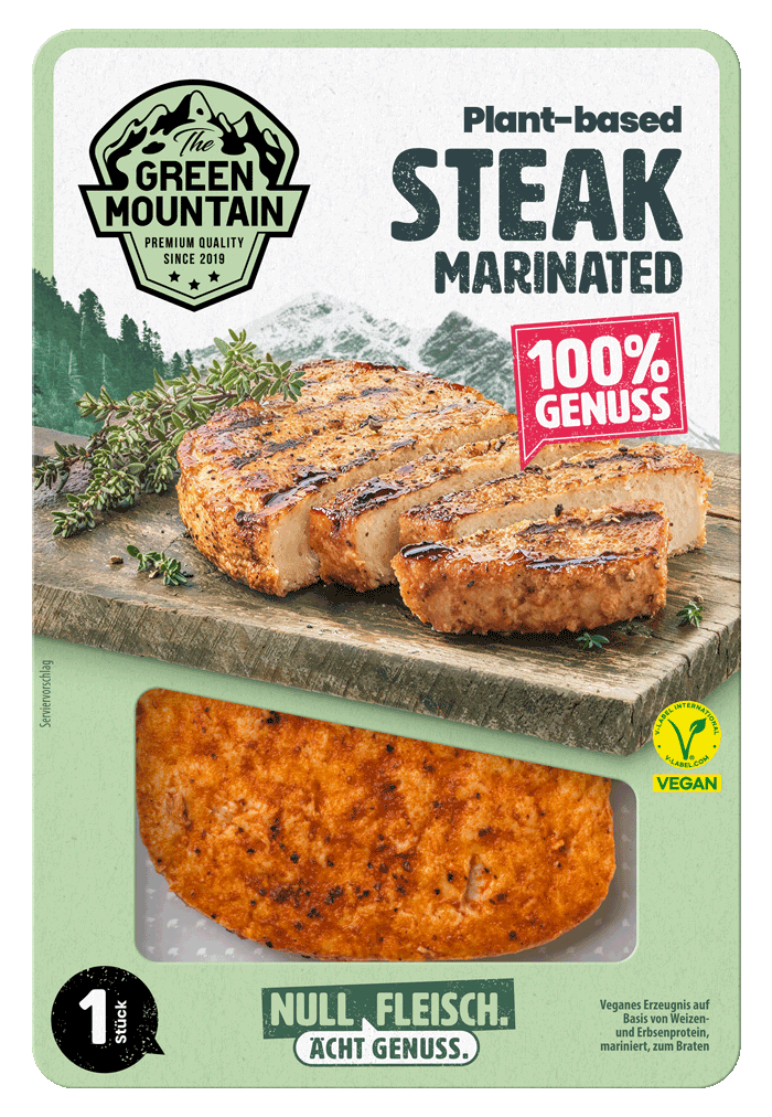 Planrt-based Steak mariniert