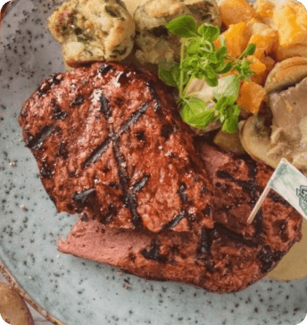 Steak mit Austernpilzragout & Mangoldknödel