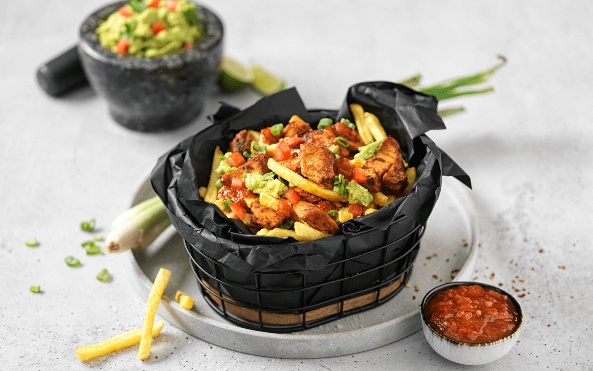 Louisiana Loaded Fries mit plant-based Paprika Chunks